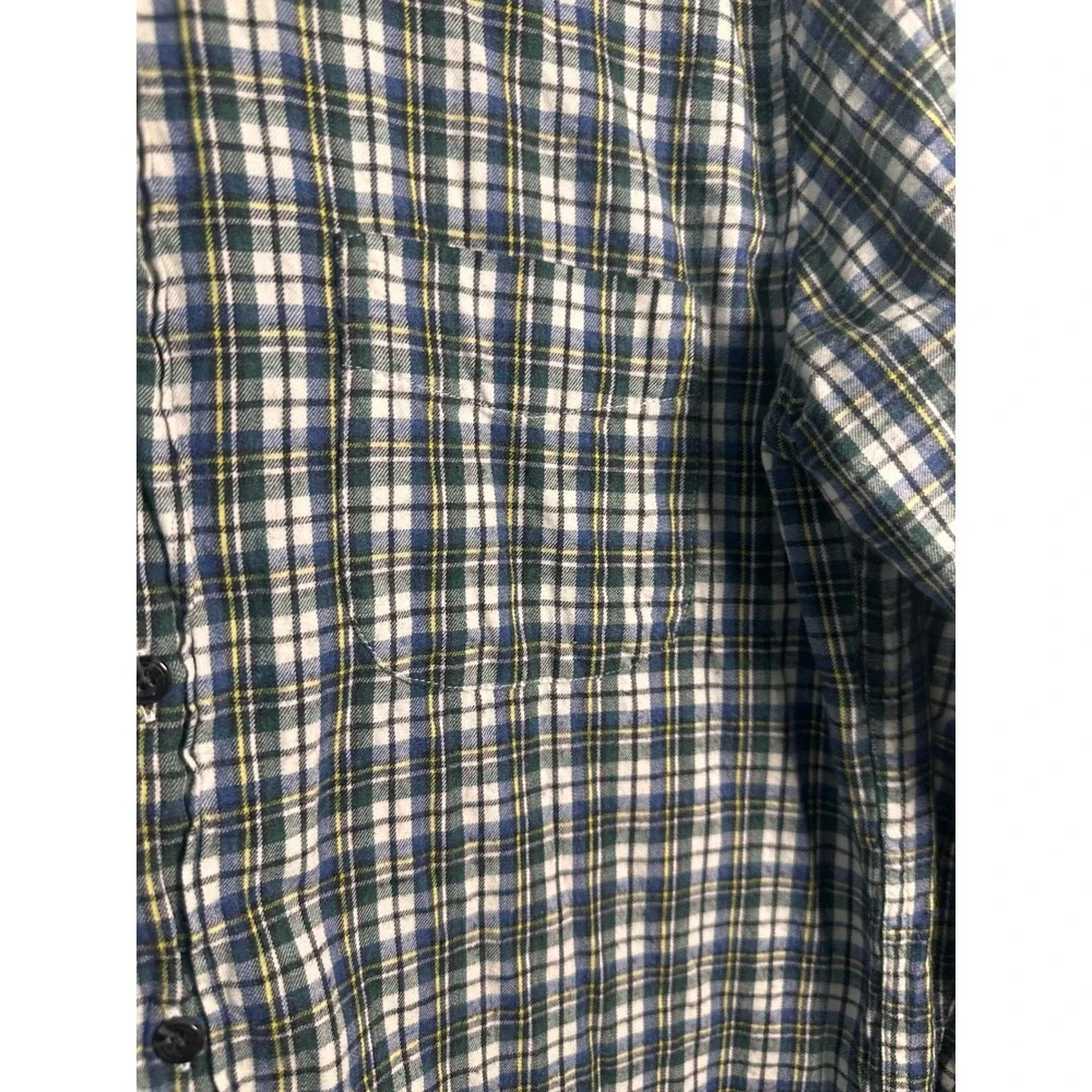 J.Crew‎ Slim Fit Brushed Twill Plaid Button Down Shirt Mens Medium Blue Green